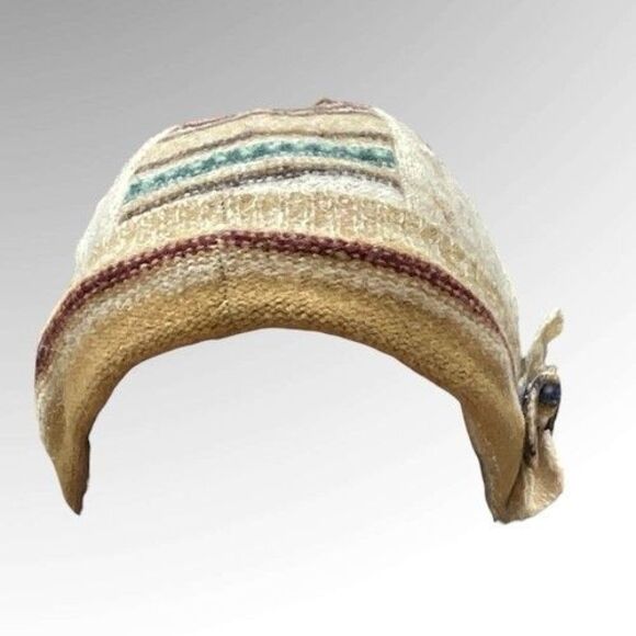 Wiki Wool Works Walking Hat Patch Work Beanie Beige Recycled Wool Women One Size main image 4
